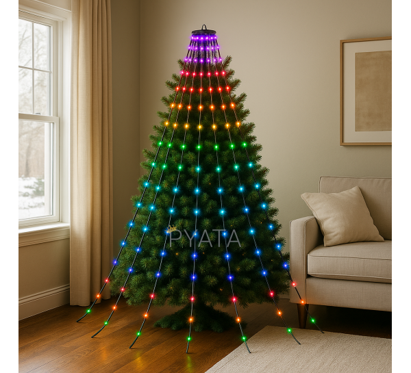 Светодиодная гирлянда Роса «Конский хвост» 100LED 190 см 220V/6V Разноцветная