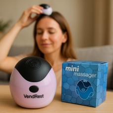 Ручний портативний універсальний масажер на баатарейках VendRest mini 3xAAA 140г Рожевий