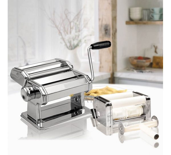 Настільна ручна сталева ручна локшинорізка-тісторозкатка для виготовлення локшини та равіолі Maestro MR-1679R