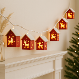 Святкова світлодіодна гірлянда з декоративними будиночками 3 м, 20 LED, тепле біле світло, USB, MA755(ARSH)