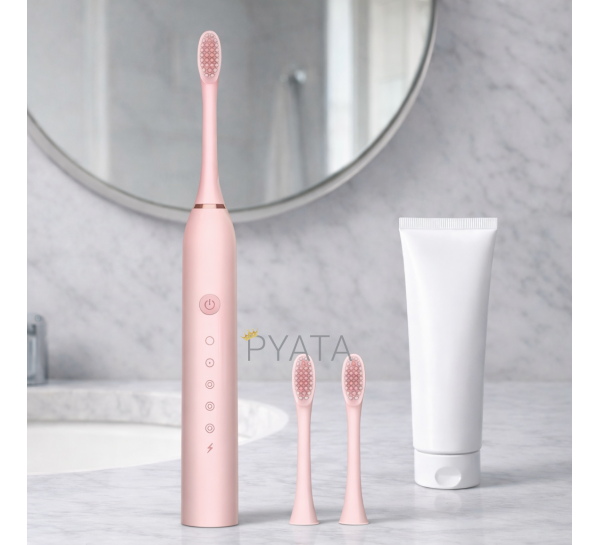 Акумуляторна електрична зубна щітка Sonic IPX7 X-3 500 mAh 1.5W Рожевий