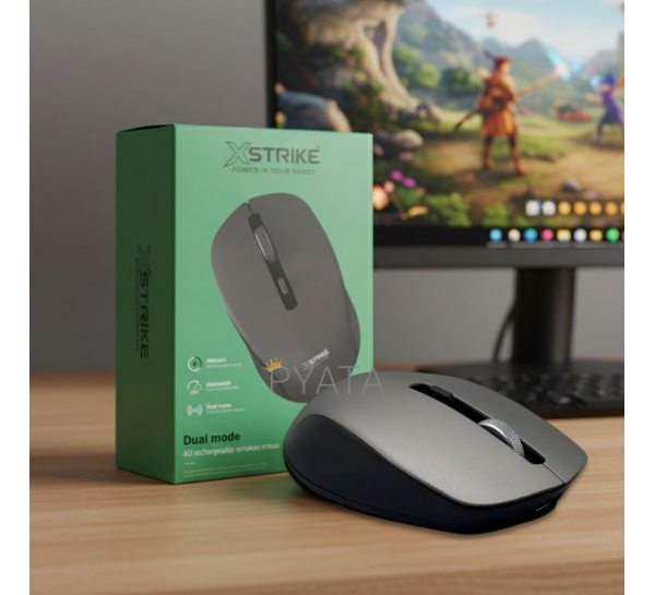 Миша бездротова XSTRIKE XS-105  з акумуляторною батареєю (BT+2,4Ghz) 1600DPI (206)