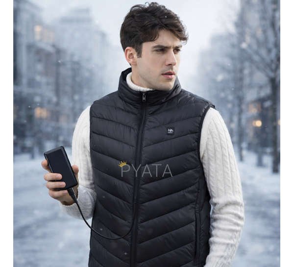 Жилетка с электроподогревом от павербанка USB 9 зон Размер L