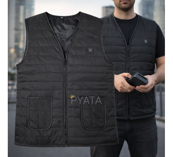 Жилетка с электроподогревом от павербанка USB 9 зон Размер XXXL