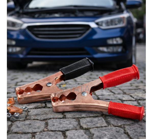 Затискачі «крокодил» акумуляторні 300 А, пара (червоний + чорний)  P-757 (JS)