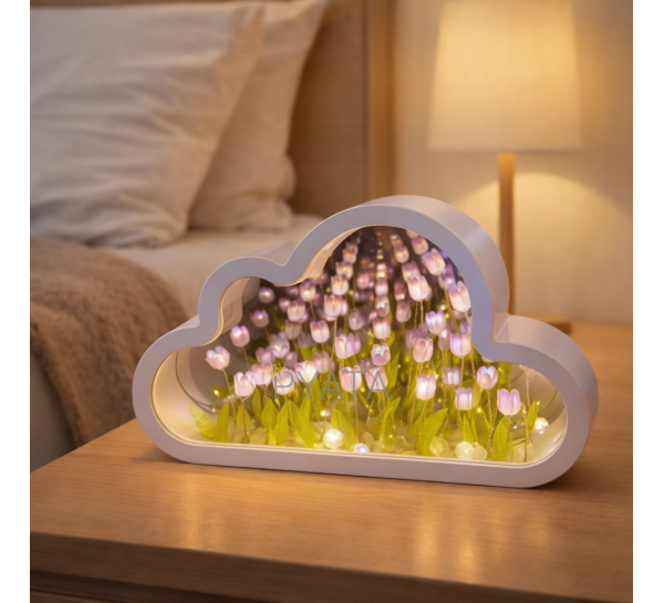 Набір для складання світлодіодний нічник Хмара і тюльпани з дзеркалом (AX)