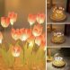 Настільний світлодіодний нічник-колба на дерев'яній підставці "Тюльпани в колбі" (вмілі ручки) (AX)