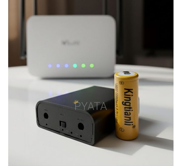 Источник бесперебойного питания Mini UPS 12В 9000 mAh для роутера (на 3 Kingtianli аккумулятора)