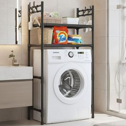 Полиця-органайзер універсальна Washing Machine 1018 на 2 полиці 146,5×63,5×26 см Чорний (AMN)