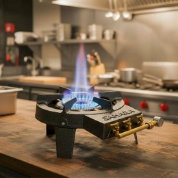 Газова плита SAHARA 9,2 кВт P-973 три контури згоряння, чавунний корпус (JS)