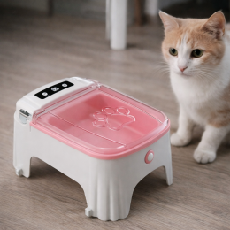 Автоматична годівниця для котів та собак з герметичною кришкою та знімною чашею 23×16.5×11 см Рожевий (205)