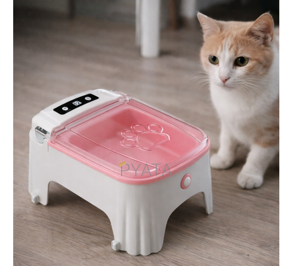 Автоматична годівниця для котів та собак з герметичною кришкою та знімною чашею 23×16.5×11 см Рожевий (205)