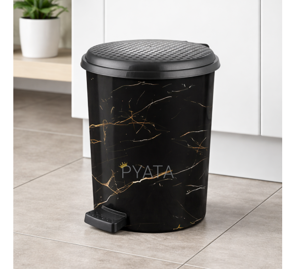 Мусорное ведро с педалью 6 л Турция Черный мрамор (DRK)