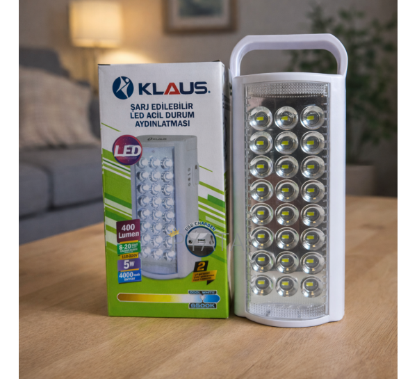 Світлодіодний кемпінговий акумуляторний ліхтарик-повербанк з зарядкою "Klaus" 24LED 4000mA 6V