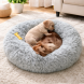 Пушиста кругла лежака пуфик для тварин, собак, кішок MA819 50см Сірий (ARSH)