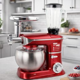 Кухонний комбайн Zepline ZP-072, 6 режимів, 4200 Вт, чаша 7 л + блендер 1,5 л, червоний (238)
