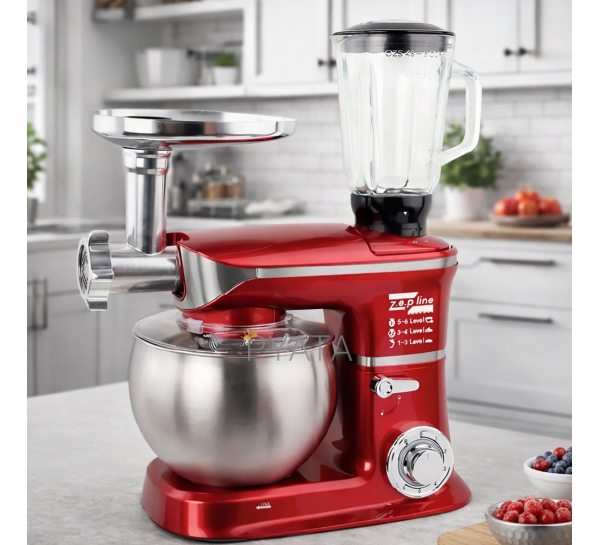 Кухонний комбайн Zepline ZP-072, 6 режимів, 4200 Вт, чаша 7 л + блендер 1,5 л, червоний (238)