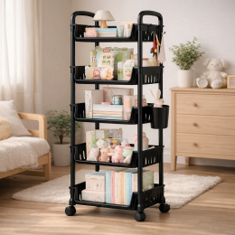 Металлический органайзер-этажерка на колесиках 5 ярусов (SHAF)