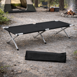 Кровать раскладная туристическая НАТО 190х70 см с чехлом, армейская раскладушка, цвет черный (YAS)