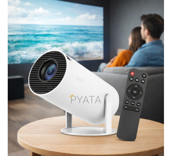 Компактный 4K смарт-проектор HY 300 для домашнего просмотра мультимедийного контента, Белый (YAB)