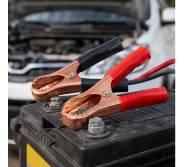 Аккумуляторный зажим крокодил 50 А, пара красный + черный 756 (JS)