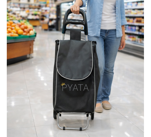 Универсальная хозяйственная сумка для продуктов Laundry 33 л на колесах, Черный (YAB)