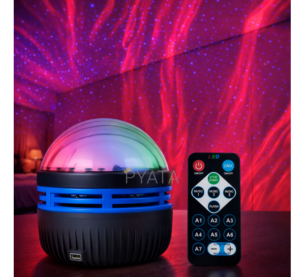 Настільний нічник-проектор з пультом керування від USB LED Q6 STAR LIGHT (Type-C) 2502