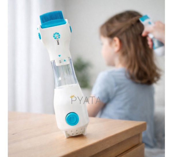 Гребінець електричний  від вошей та бліх  Licetec V-Comb з витяжкою, білий (205/2474)