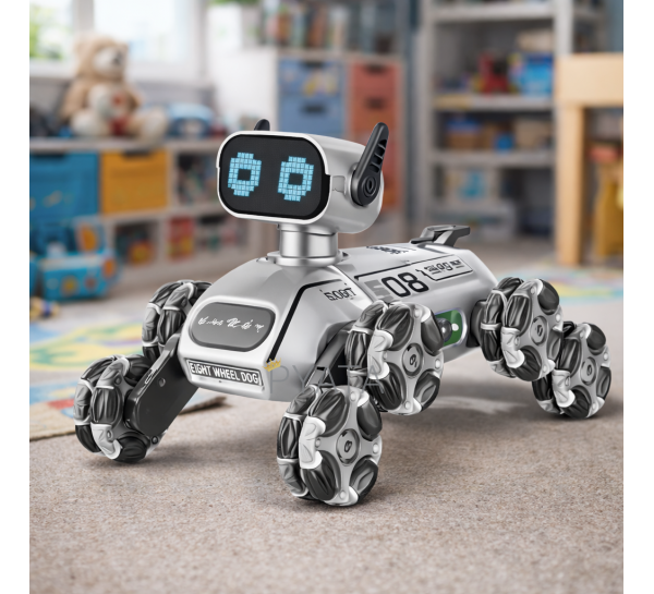 Інтерактивна іграшка восьмиколісний робот-собака з пультом керування CX-103 Сірий (206)