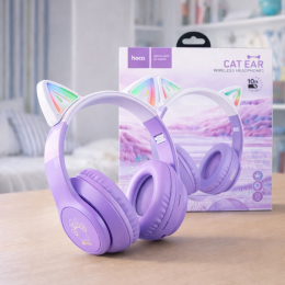 Бездротові дитячі накладні Bluetooth навушники HOCO W42 Cat Ears over-ear "Котячі вушка" Фіолетовий (206/93708)