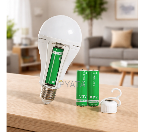 Акумуляторна LED лампочка з 2 акумуляторами FAE-3920 з гачком і перемикачем