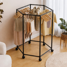 Пересувна підлогова стійка-вішак для одягу на колесах шестикутна пересувна Чорний 3066 (509/3066)