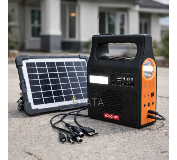 Портативна сонячна зарядна станція-повербанк на 5000мАч кемпінговий ліхтар Yobolife LM-3601 (TOL)