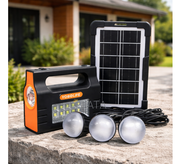 Портативна сонячна зарядна станція-повербанк на 6000мАч кемпінговий ліхтар YoboLIFE LM-3605 12V LiFePO4 (TOL)