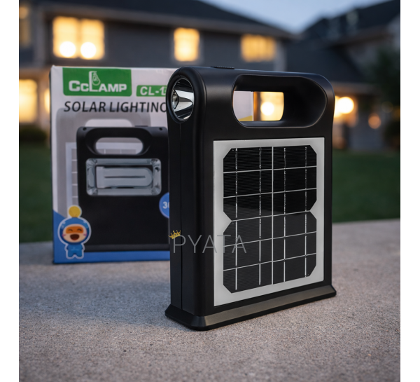 Портативний настільний ліхтарик-повербанк із сонячною панеллю, 2 лампочки в комплекті Power Bank Cclamp CL-12 (TOL)