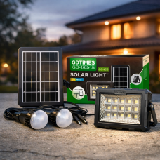 Солнечная станция-панель с фонарем и лампочками в комплекте 3шт GDTimes GD-106 4000 mAh 30W (TOL)