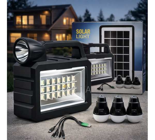 Сонячна станція-панель з ліхтарем та лампочками в комплекті 3штCCLamp CL-28 80W 12V (TOL)