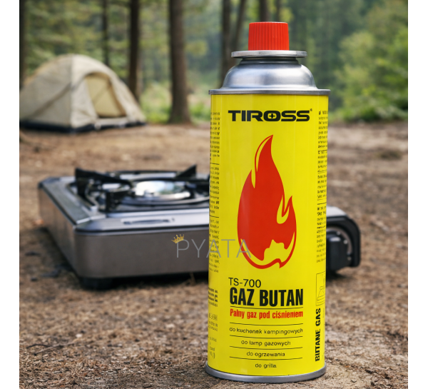 Цанговый газовый баллончик для портативных газовых плит горелок и обогревателей бутан TIROSS Бутан TS-700 392 мл