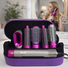 Стайлер-фен для волосся 5в1HAIR BRUSH фен щітка гребінець для укладання в кейсі, Фіолетовий (509/3305)