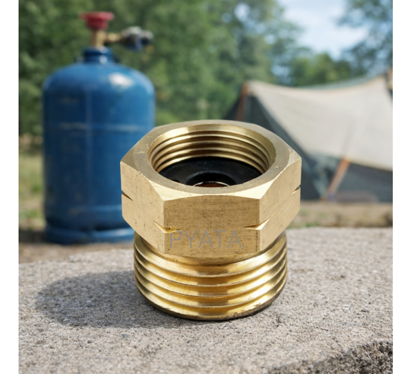 Переходник для заправки газовых польских (евро) баллонов PZ-10 3/8" (15,5 мм) на 12 (21,8 мм) (JS/1955)