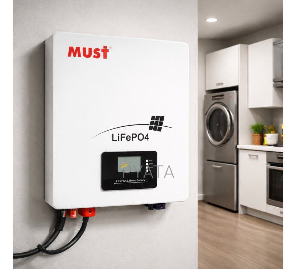 Акумуляторна настінна батарея MUST LP16-24200  5KW 200Ah LiFePO4 (ISML)