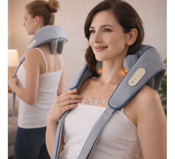 Массажер для шеи спины и плеч с успокаивающим ударом, электрический на аккумуляторе, Серый (205/2808)
