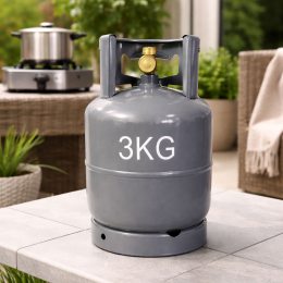Газовий металевий балон 8 л з вітрозахистом 3 кг, Сірий