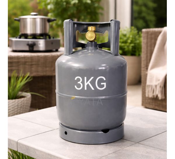 Газовий металевий балон 8 л з вітрозахистом 3 кг, Сірий