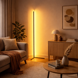 Кутовий підлоговий LED світильник з пультом керування 140 см Тепле/Холодне світіння (237/EL-2185-1)