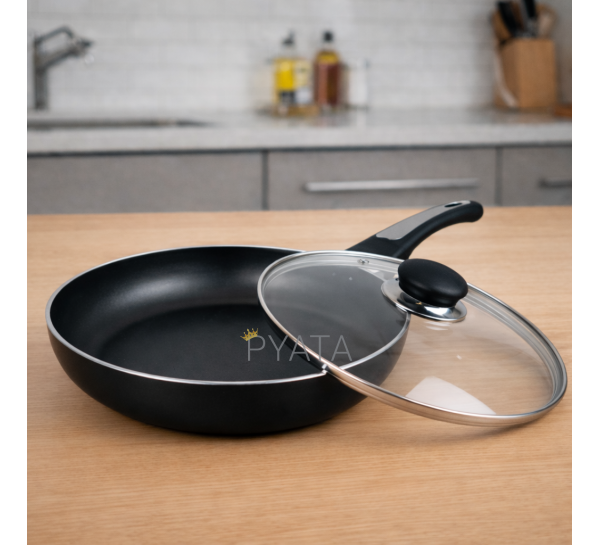 Алюмінієва сковорода з антипригарним покриттям, індукційне дно, скляна кришка MR-1203-26 26 см (235)