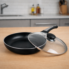 Алюмінієва сковорода з антипригарним покриттям, індукційне дно, скляна кришка MR-1203-24 24 см (235)