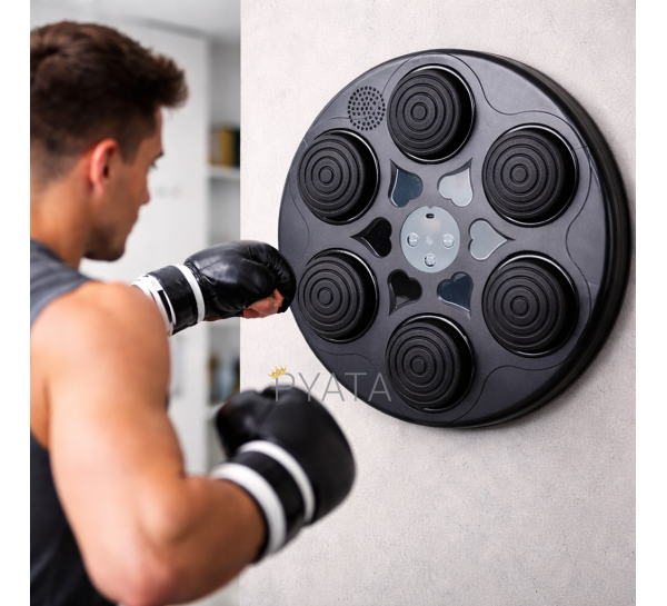 Настінний тренувальний боксерський тренажер з музикою та підсвіткою на 6 мішень (JM/6378)