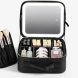 Косметичка-чемодан жіноча дорожня з дзеркалом і підсвіткою 26х23х11 см, Чорний (JM/7590)