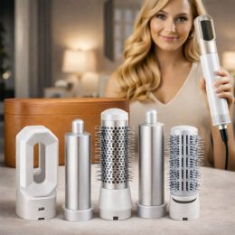 Стайлер для волосся HAIR BRUSH ДАЙСОН 5 в 1 помаранчевий кейс, Білий (JM/5978)